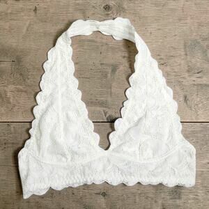 FREE PEOPLE Intimately Halter Lace Bralette White XS